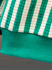 Boys Textured Striped Pullover Sweatshirt Long Sleeve Crew Neck Tops