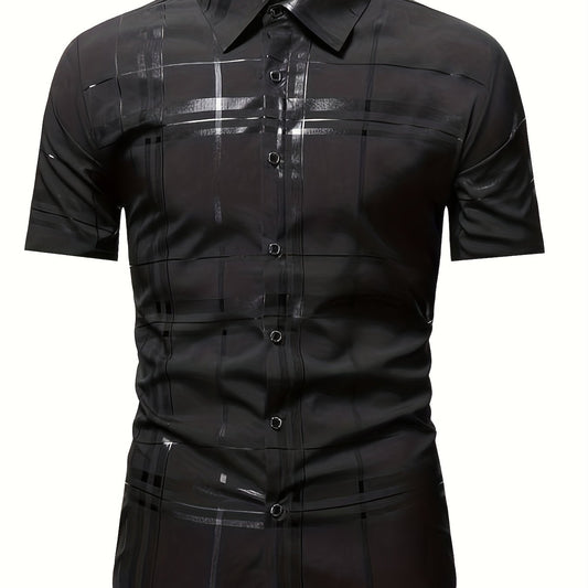Stripe Print Men s Casual Short Sleeve Shirt Summer Vacation Resort Tops For Men