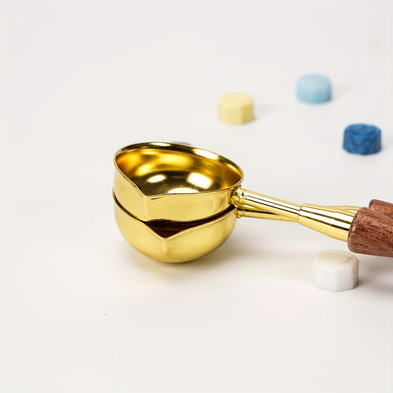 Golden Vintage Solid Wood Fire Paint Spoon for Wax Melting Stamp Making