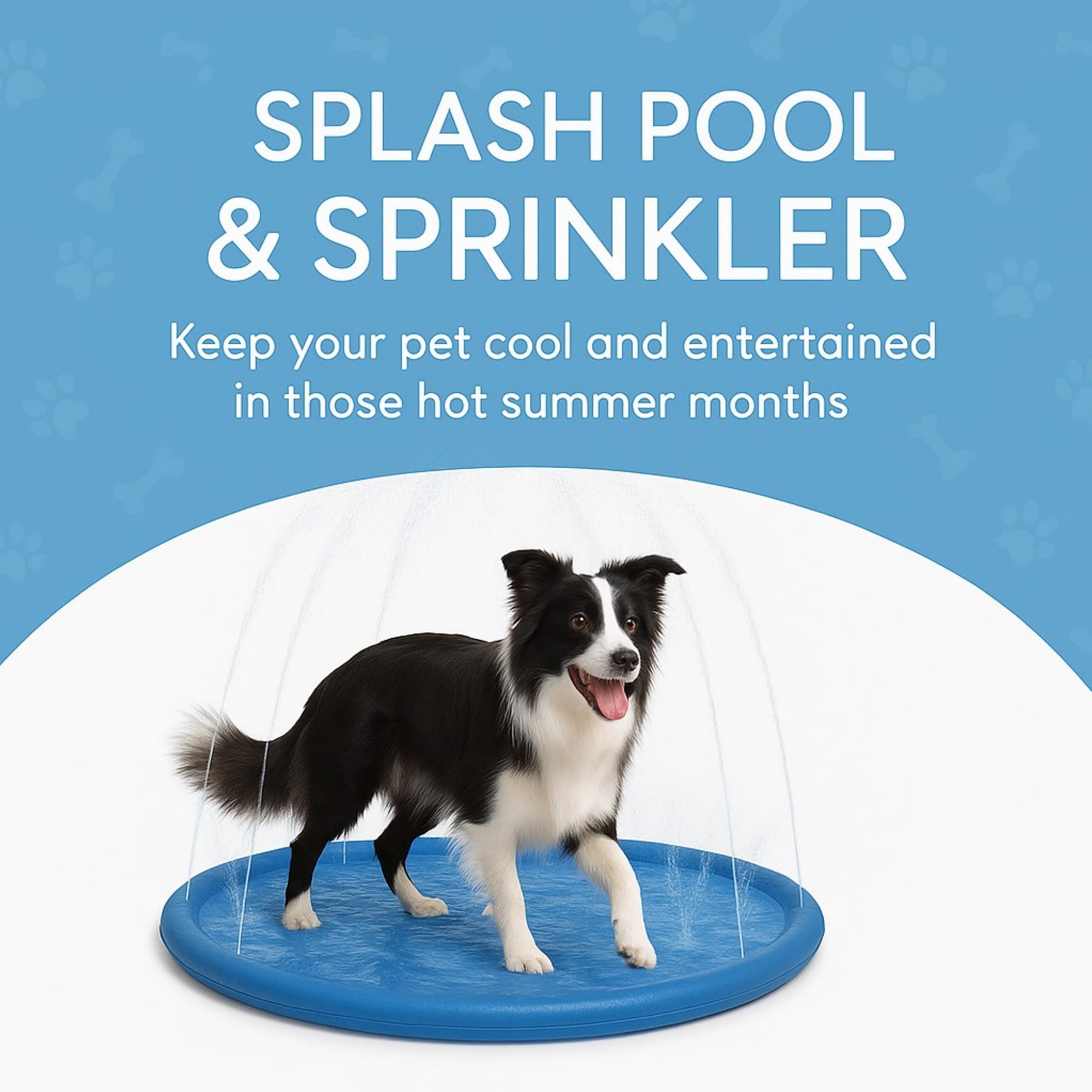 Lizzy Pet Splash Pool & Sprinkler 39in Summer Cooling Pad for Dogs
