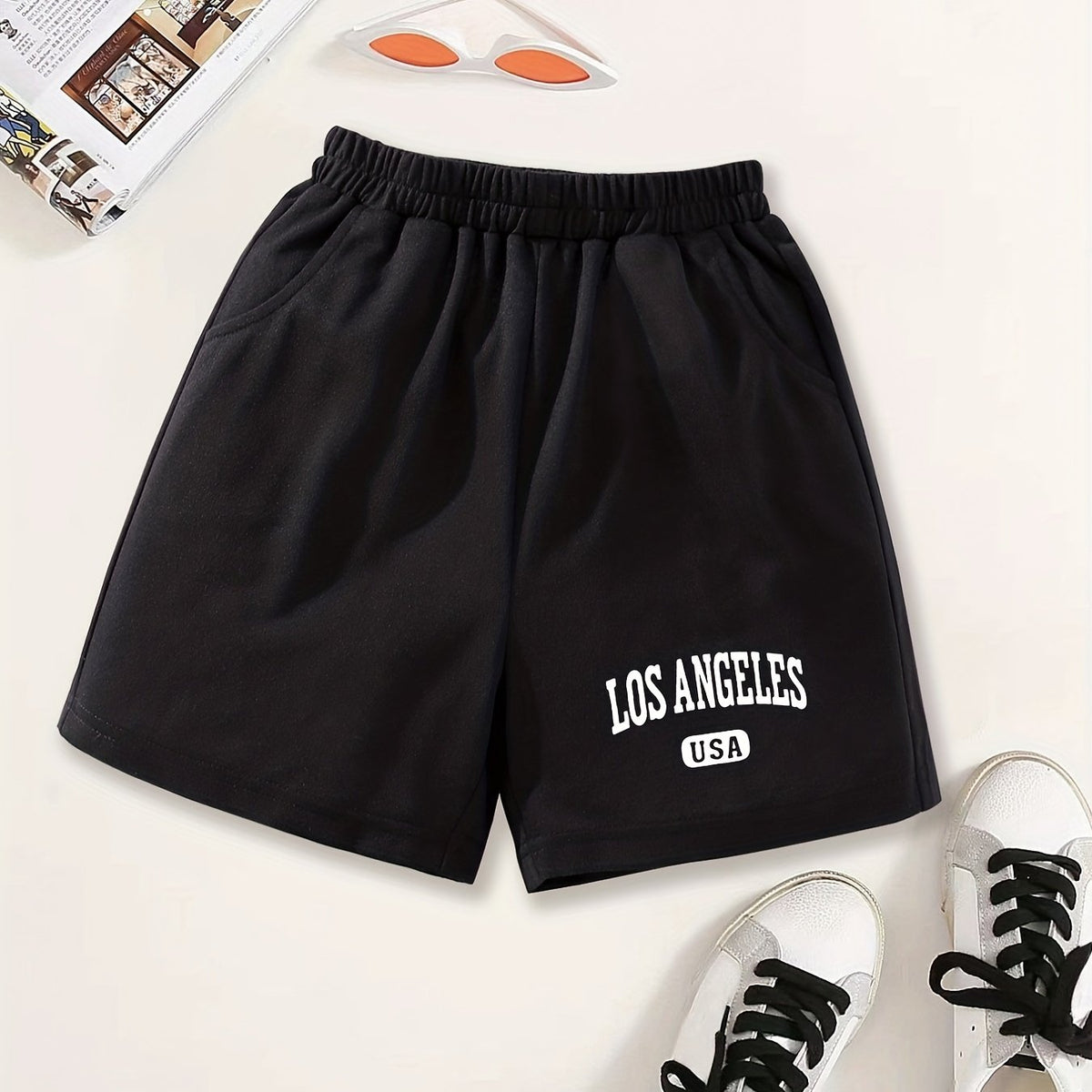 Girls Shorts 'Los Angeles' Print Casual Sweat Shorts Comfy Fit