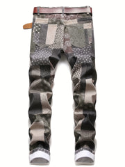 Boys Colorful Stitching Jeans Slim Fit Washed Denim Pants