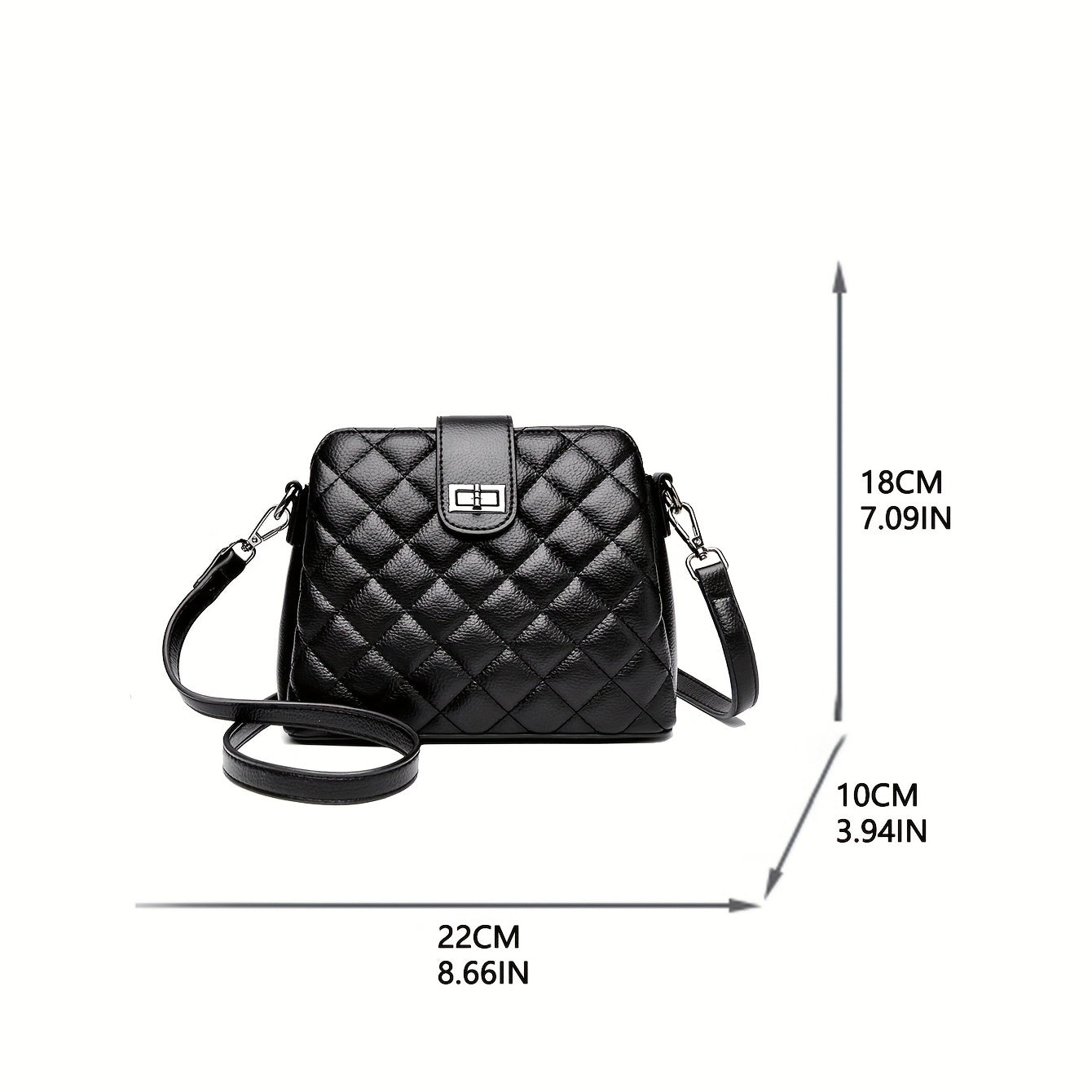 Argyle Quilted Crossbody Bag Solid Shoulder Bag Small Turn Lock