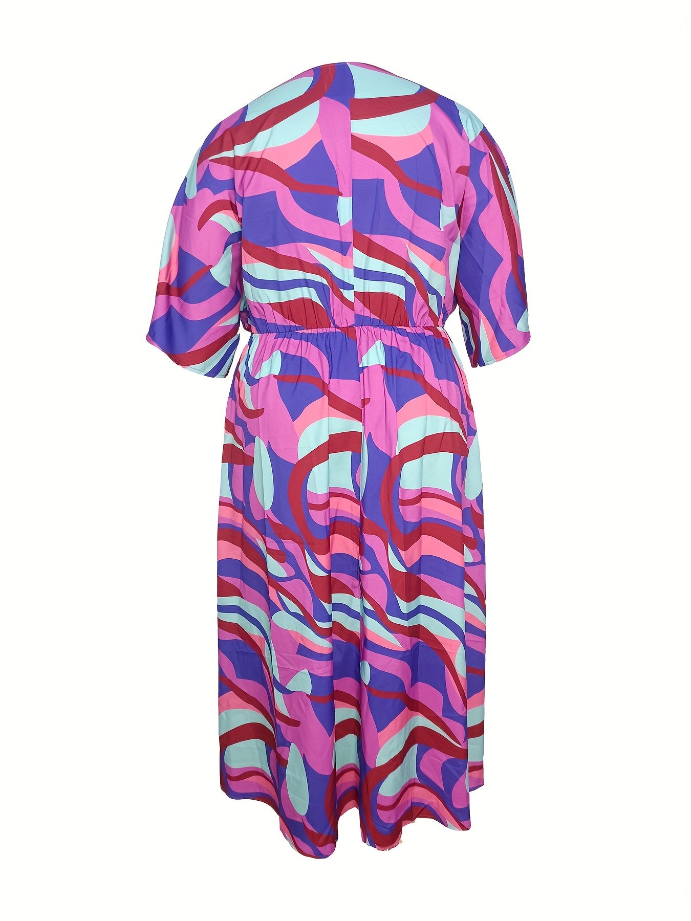  Boho Dress Women's Plus Stripe Print Batwing Sleeve Maxi Dress