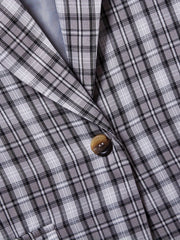  Plaid Print Long Sleeve Lapel Collar Blazer