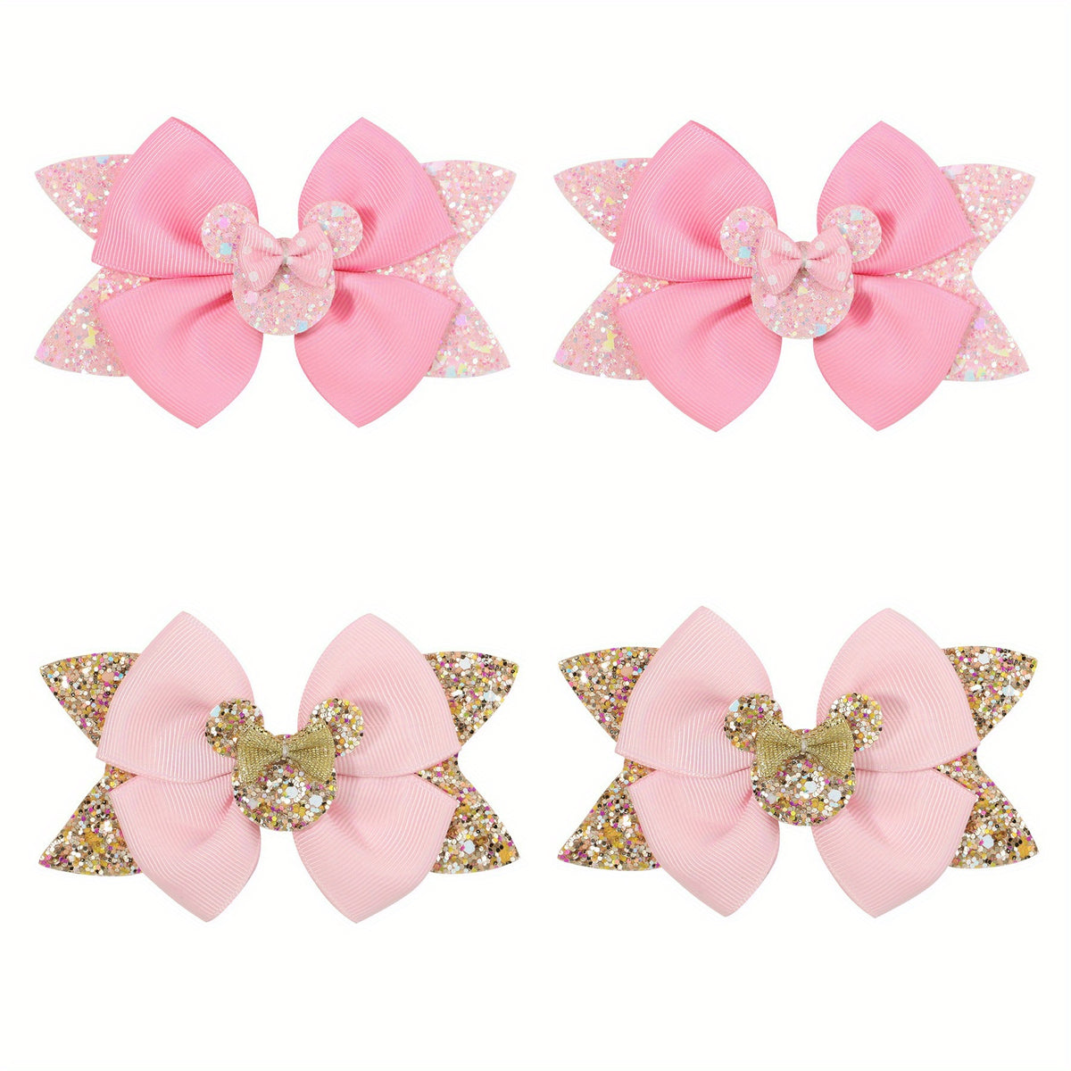 4pcs Sequins Dovetail Hair Clips Girls Glitter Bow Knot Hair Clips