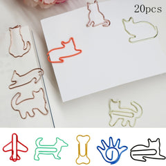 20pcs Cat Shaped Paper Clips for School & Office Supplies