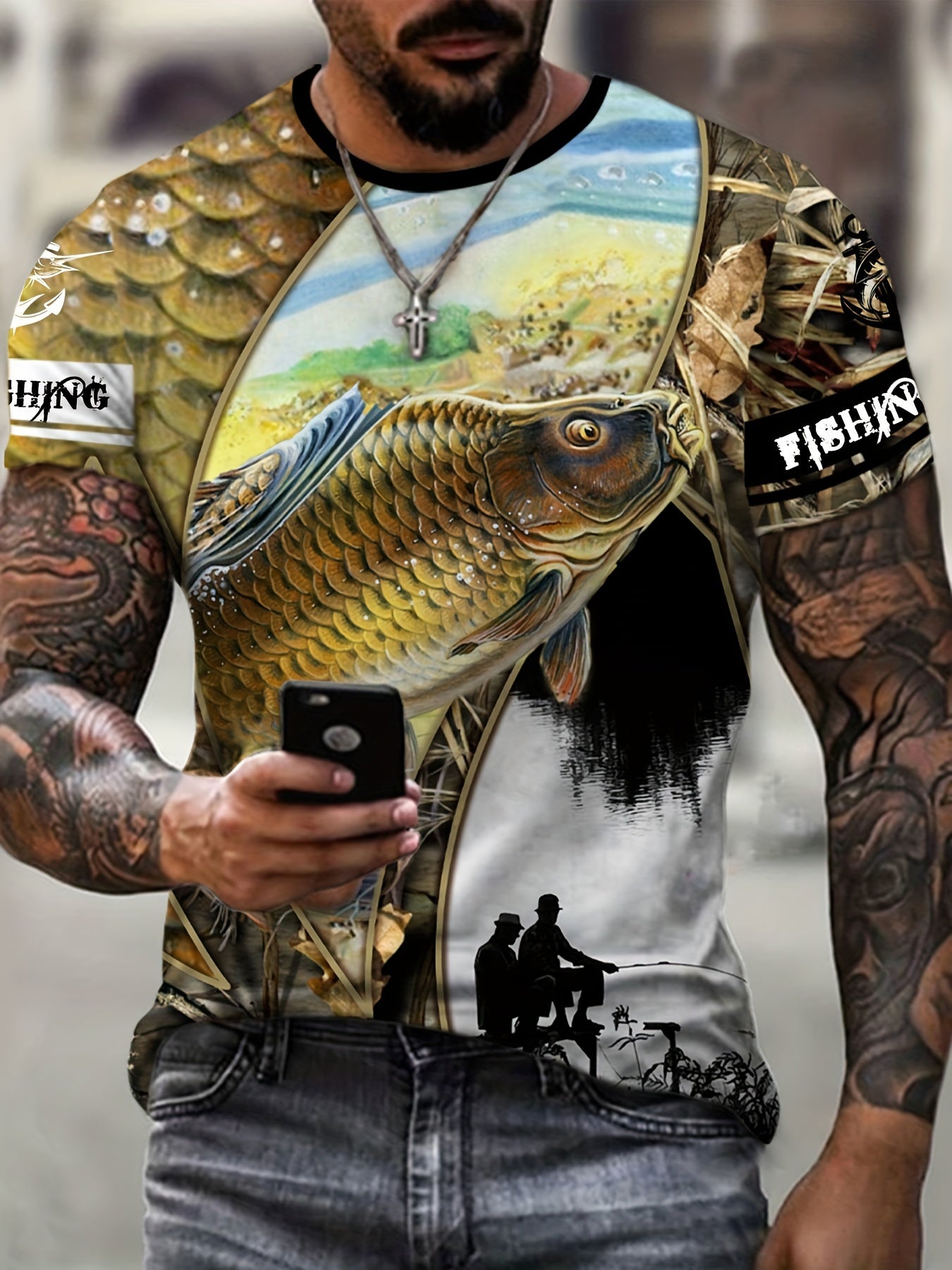 Carp 3D Print Men's Block T Shirt