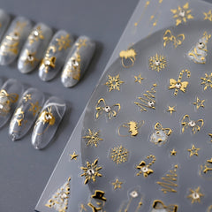 Glittery Golden Christmas Nail Art Stickers