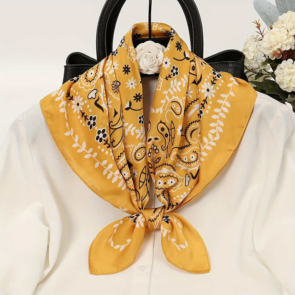Classic Paisley Print Scarf Silk Square Shawl Sunscreen Head Wrap
