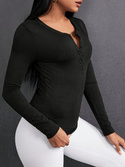 Women's Button Down Long Sleeved Casual T-Shirt
