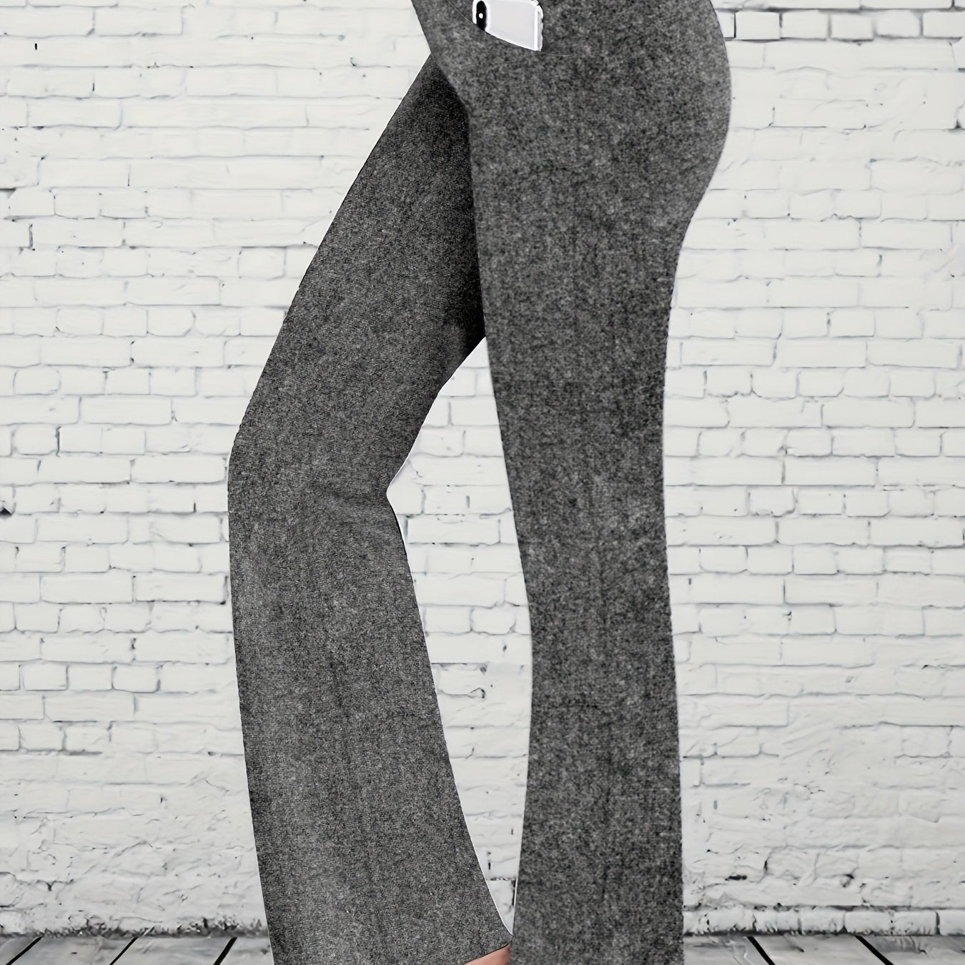 Women's Plus Solid High Rise Flared Leg Pants