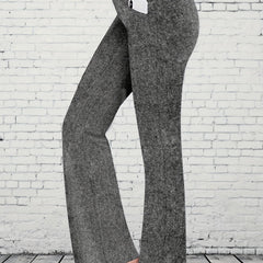 Women's Plus Solid High Rise Flared Leg Pants
