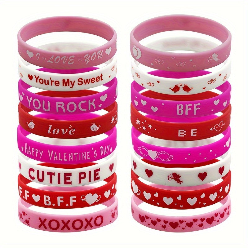 8pcs Love Pattern Silicone Bracelet Holiday Party Gift