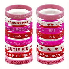 8pcs Love Pattern Silicone Bracelet Holiday Party Gift