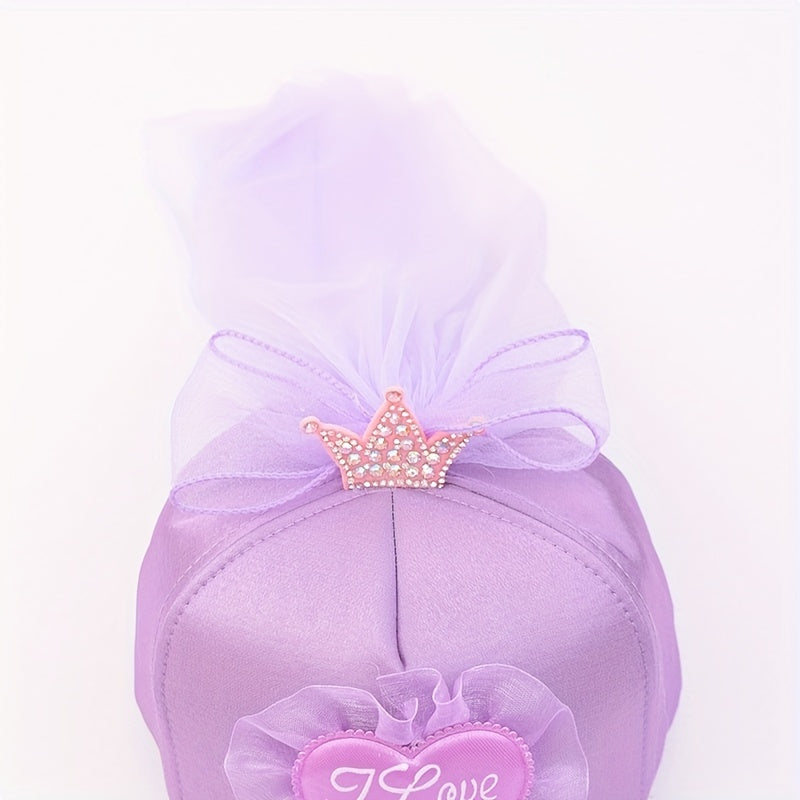 Girls Mesh Baseball Cap Princess Crown Hat