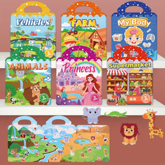 Waterproof Reusable Sticker Book Dinosaurs Animals Vehicles Educational Toys