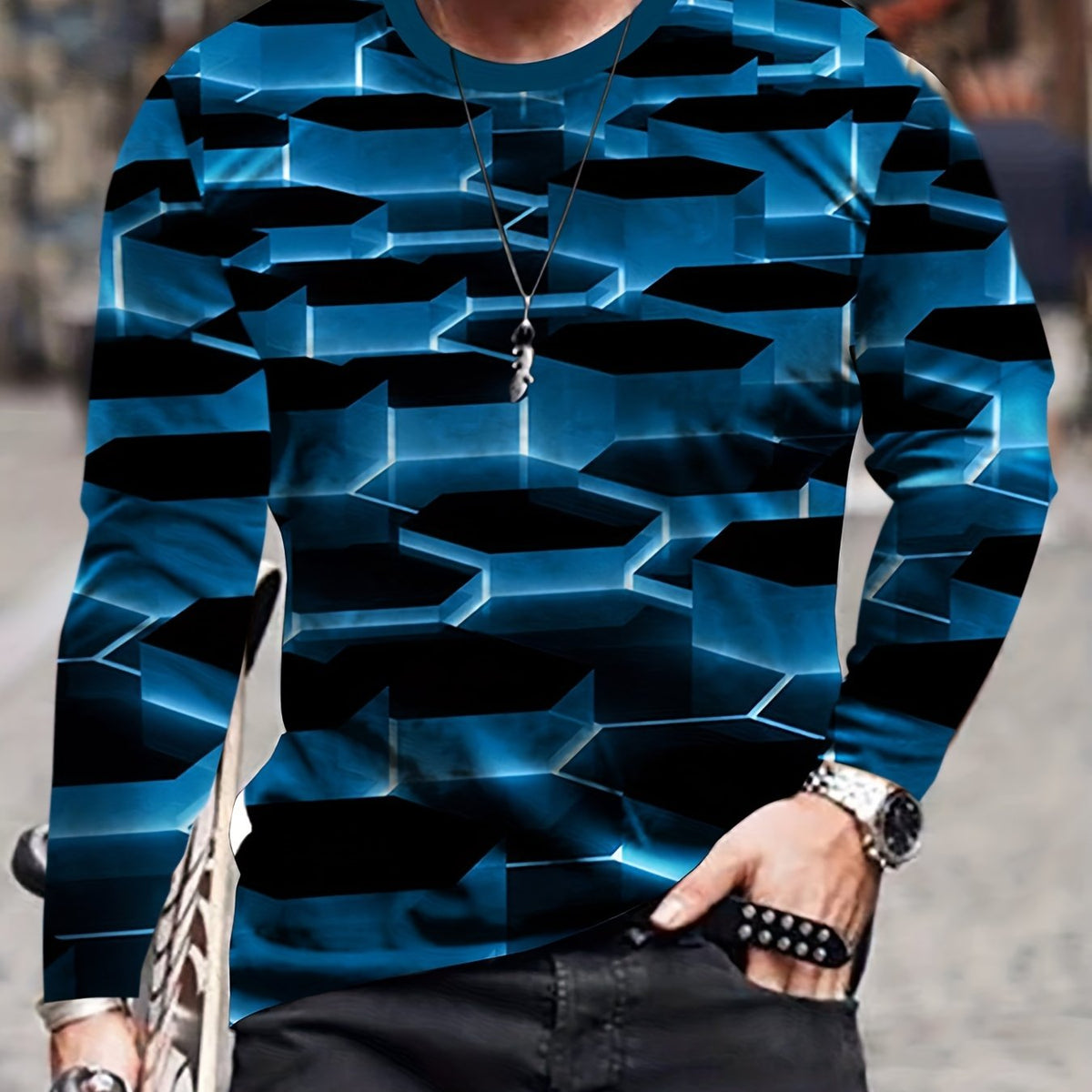 Men's 3D Print Long Sleeve T-shirt For Autumn