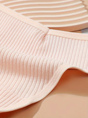 4pcs Soft Ribbed Stretchy Thongs Comfy Intimates Panties Women's Lingerie