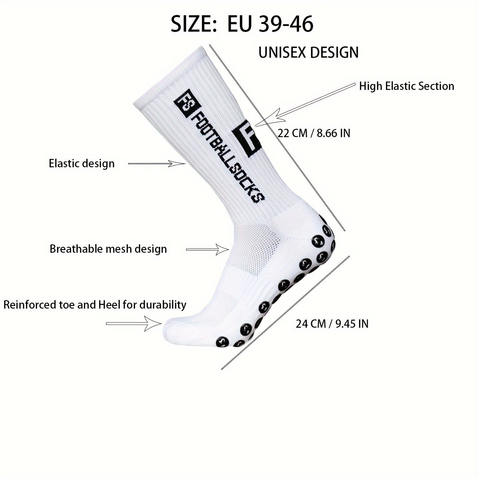 Men's Football Socks with Non Slip Grip and Calf Sleeves
