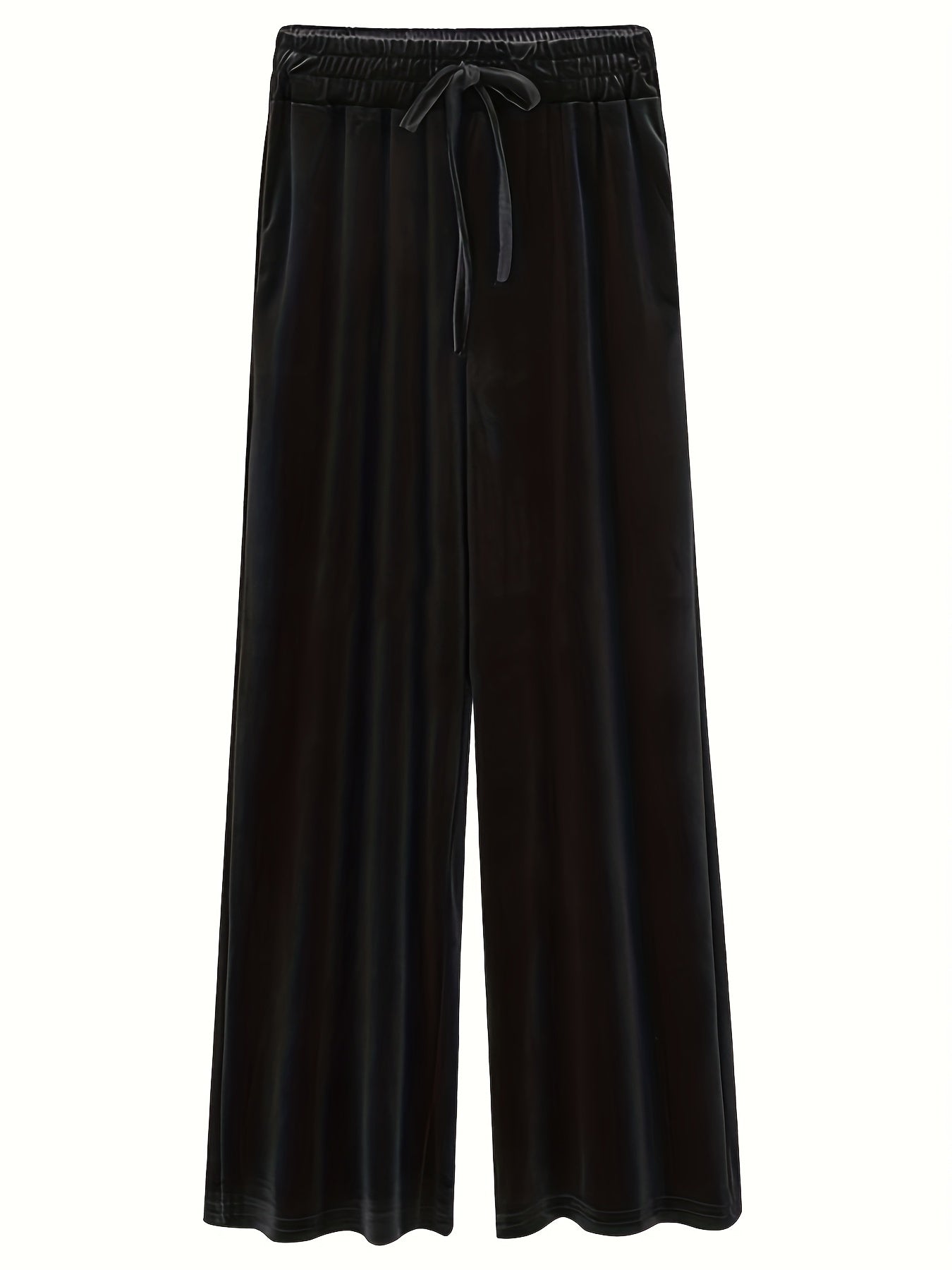  Solid Velvet High Rise Wide Leg Trousers