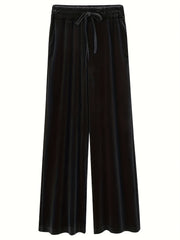  Solid Velvet High Rise Wide Leg Trousers