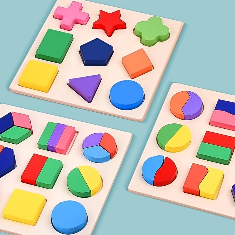 Montessori Educational Puzzle Toys Clock Beading 3D Geometric Boards