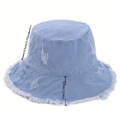 Vintage Washed Denim Bucket Hat Sunscreen Basin Hat