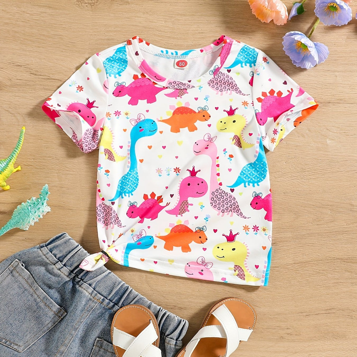 Baby Dinosaur Print Short Sleeve T Shirt