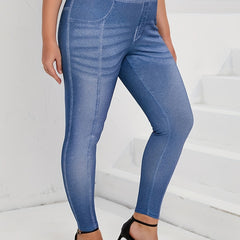  Denim Print High Rise Leggings
