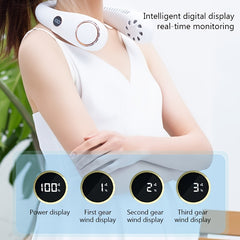 Portable Neck Fan for Outdoor Sports with LED + USB Strap