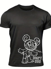 Men's Plush Print T Shirt with Stretch Crew Neck