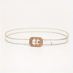 Faux Pearl Buckle Y2K Belt Beads Decor Transparent PVC Beaded Edge Belt
