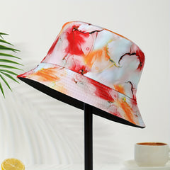 Tie Dye Foldable Basin Hat Unisex Sunscreen Bucket Hat Lightweight Beach Hats
