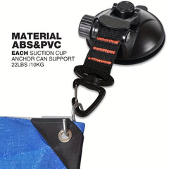 4pc Outdoor Camping Tent Suction Cup Hooks, Reusable Single/Double Hook Cups