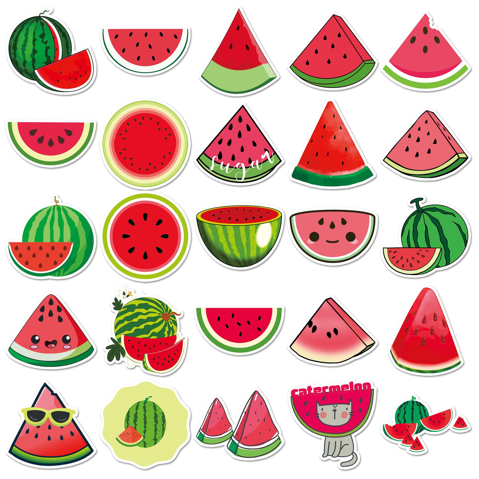 50pcs Watermelon Graffiti Fun Stickers Vinyl Decorative Water Bottles Safety