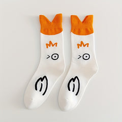 1pair Goose Cotton Socks Cartoon Socks Crew Socks