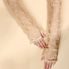 Lace Fingerless Gloves Long Arm Warmers