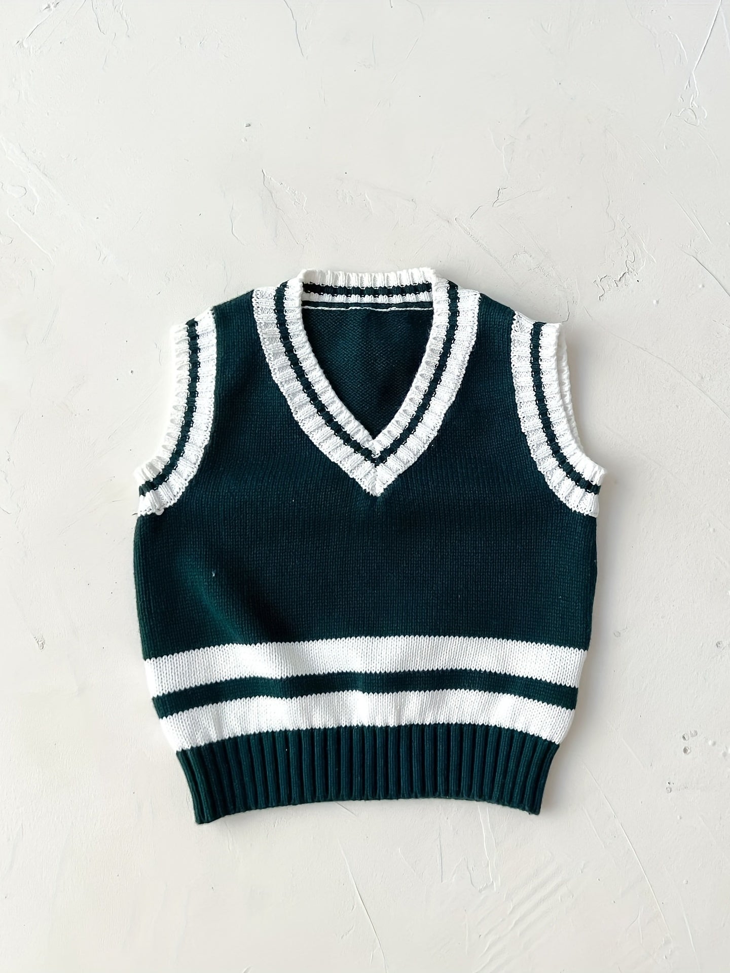Baby Knitted Vest Kids Cotton Striped V Neck Sweater Top