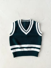 Baby Knitted Vest Kids Cotton Striped V Neck Sweater Top