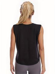 Solid Stretch Loose Tank Top Sports Fitness Yoga Running Top Women's Activewear