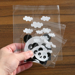 100pcs Panda Pattern Macaroon Bags Cartoon Bags Self Adhesive Cookie Bag