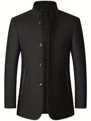 Men's Wool Blend Stand Collar Jacket Coat