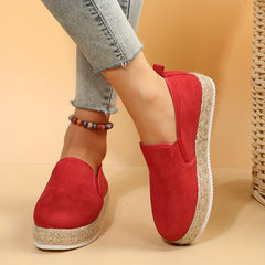 Women's Solid Espadrille Slip-On Flatform Shoes