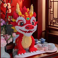 8118pcs Flame Dragon Building Block Puzzle Unique DIY Decoration