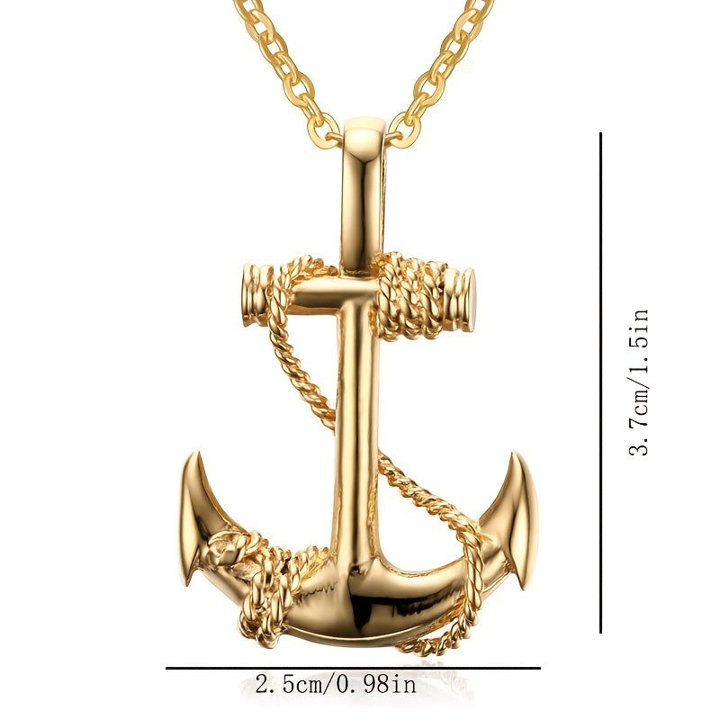 Men's Stainless Steel Anchor Pendant Necklace Pirates Of The Caribbean