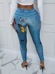  Letter & Butterfly Print Leggings