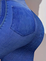  Denim Print High Rise Leggings