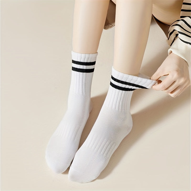 10 Pairs Striped Sports Socks for Women
