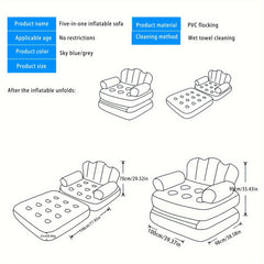 5-in-1 Inflatable Sofa Bed Foldable Lounger for Camping Home Travel